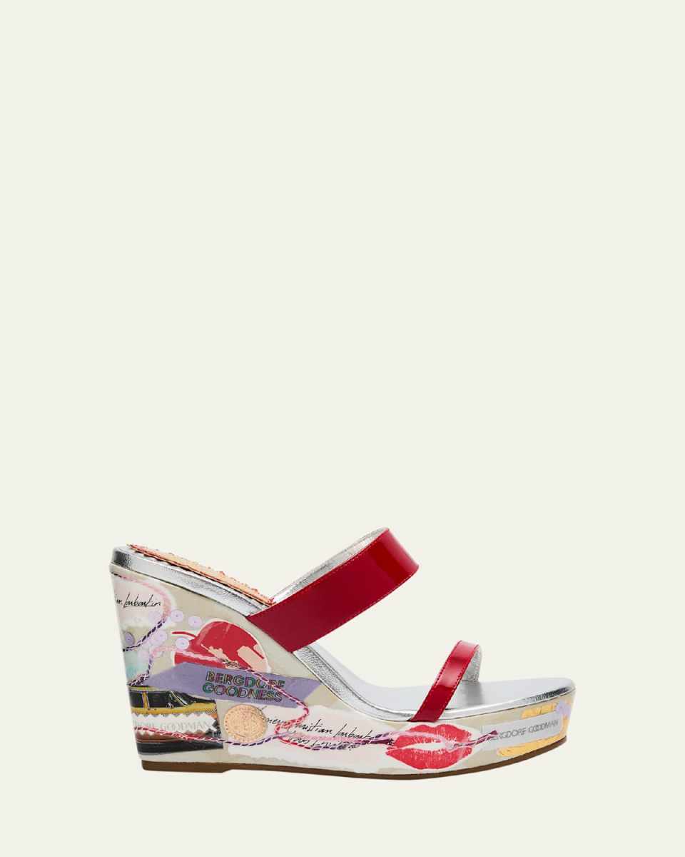 Cuba Libre Trash Leather Wedge Sandals